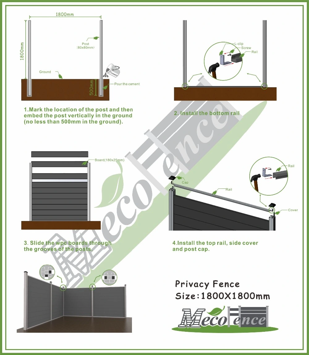 Wholesale Outdoor Easy to Installation WPC Fire-Proof Composite Fencing for Garden